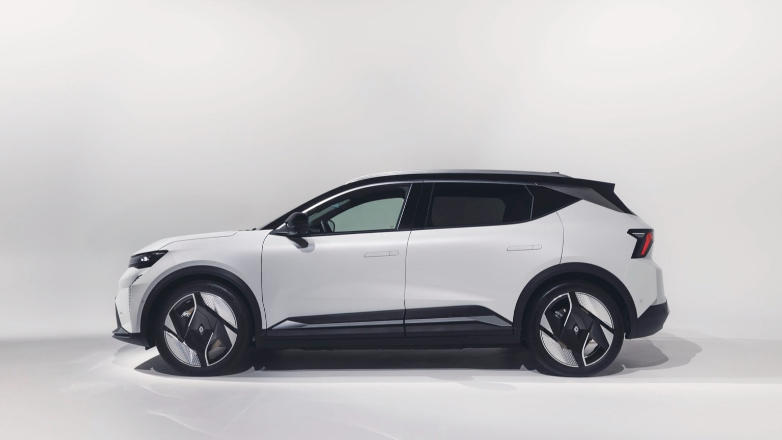 a white car with black trim