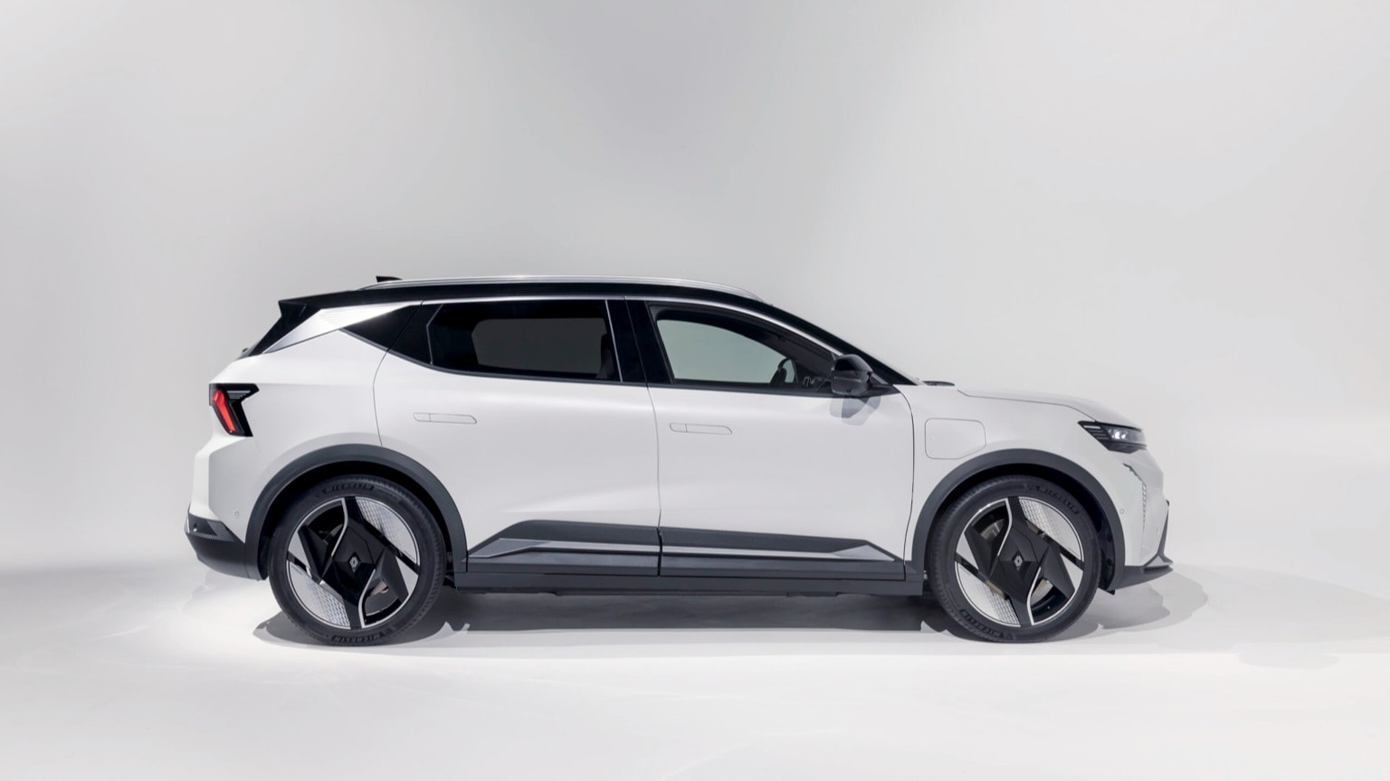 a white car with black trim