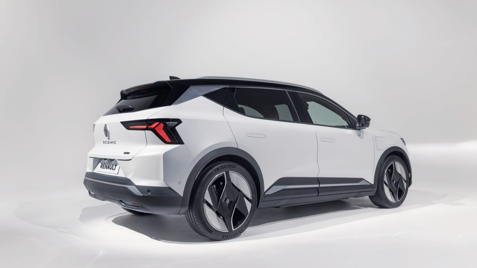 a white car with black trim