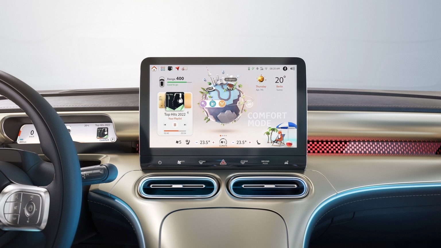 une voiture avec écran tactile