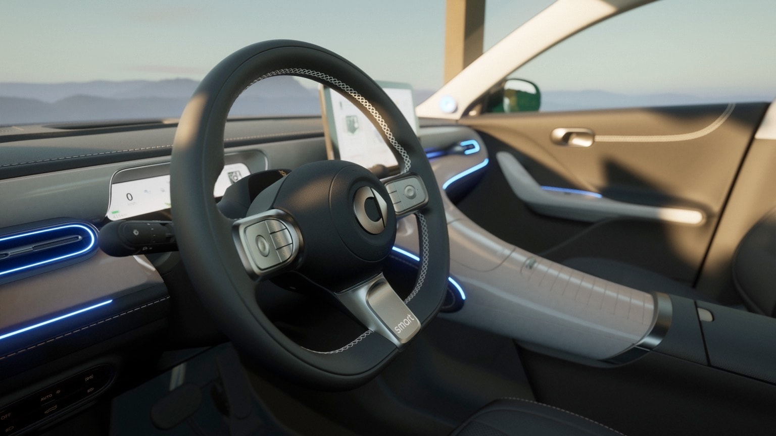 le volant et le tableau de bord d'une voiture