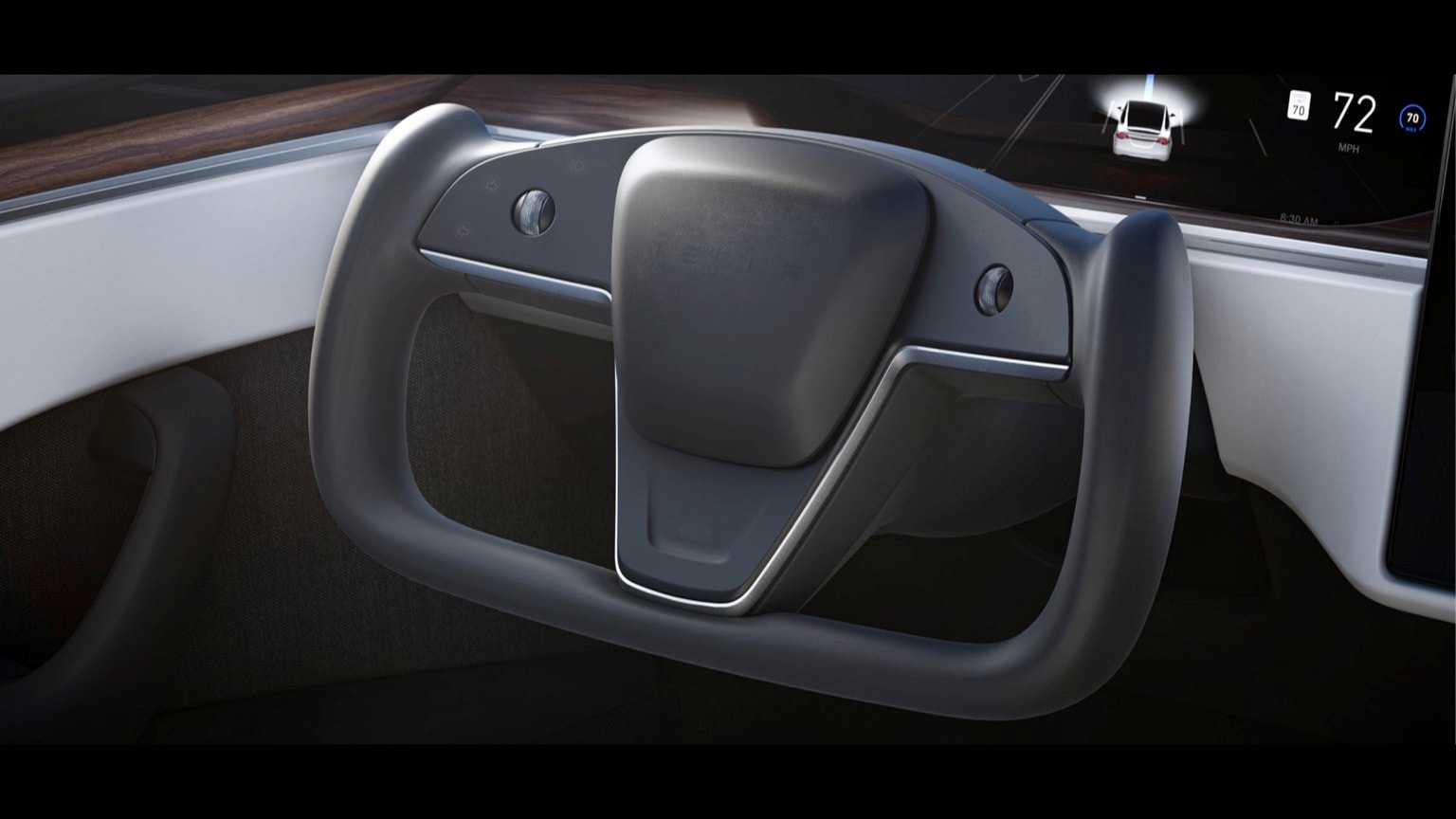 a close up of a steering wheel