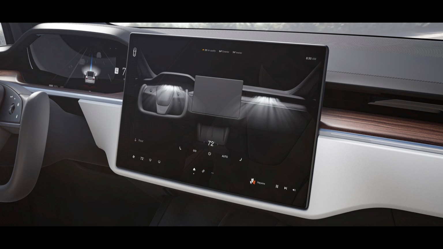 a screen on the dashboard of a car