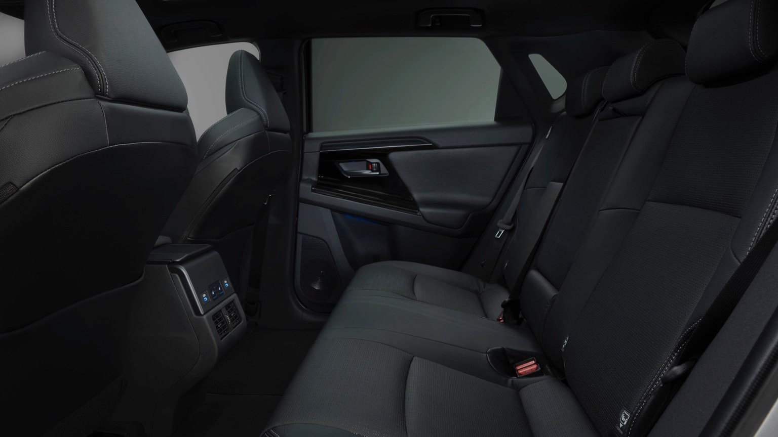 the back seat of a car