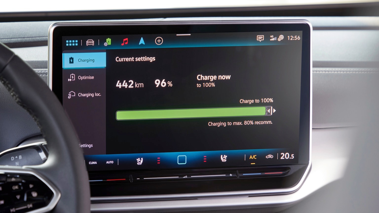 a screen of a car