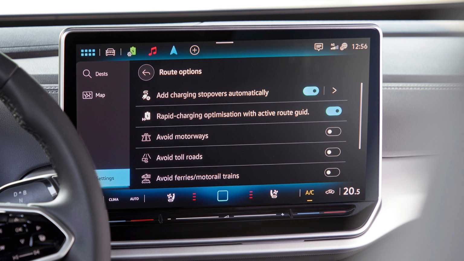 a screen on a car